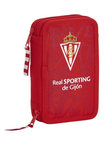 Plumier Doble Pequeñoo 28 Piezas Sporting De Gijon | Reino Escolar: Mochilas y Regalos