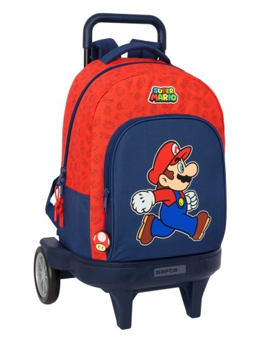 Mochila Grande Con Ruedas Compact Evolution Extraíble Super Mario | Reino Escolar: Mochilas y Regalos