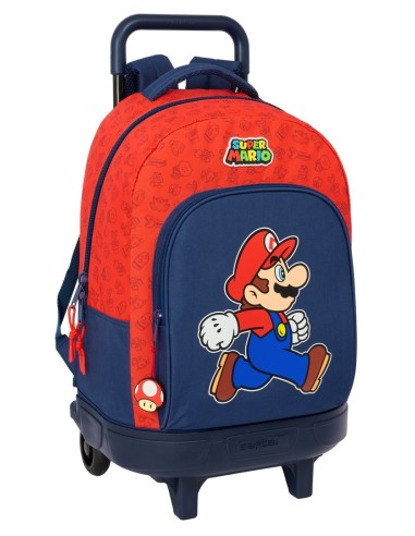 Mochila Grande Con Ruedas Compact Extraible Super Mario | Reino Escolar: Mochilas y Regalos