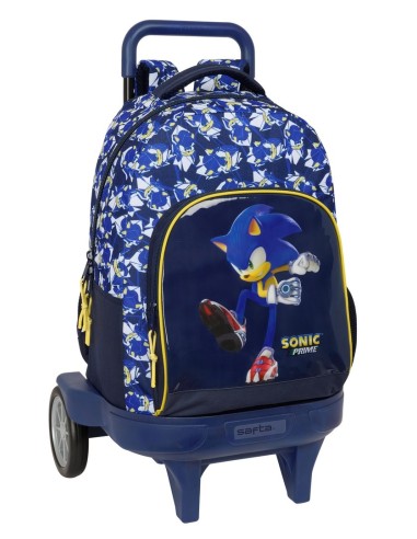 Mochila Grande Con Ruedas Compact Evolution Extraíble Sonic Prime | Reino Escolar: Mochilas y Regalos