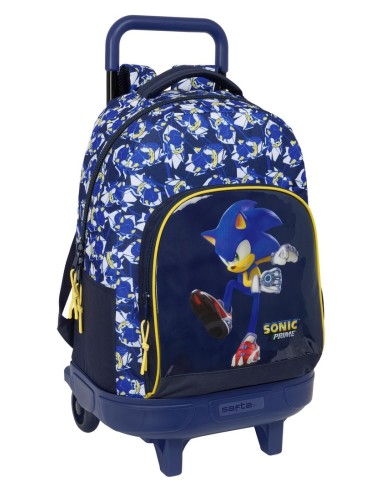 Mochila Grande Con Ruedas Compact Extraible Sonic Prime | Reino Escolar: Mochilas y Regalos