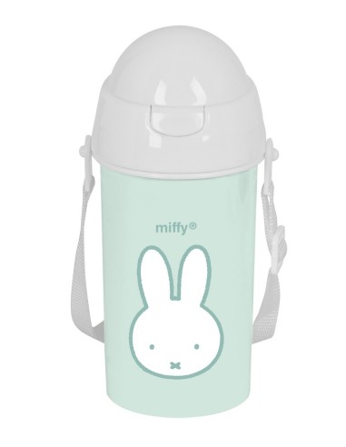 Botella 500ml Apertura Automática Con Pajita Miffy | Reino Escolar: Mochilas y Regalos