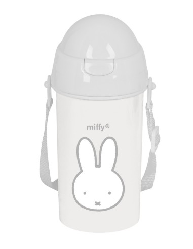 Botella 500ml Apertura Automática Con Pajita Miffy | Reino Escolar: Mochilas y Regalos